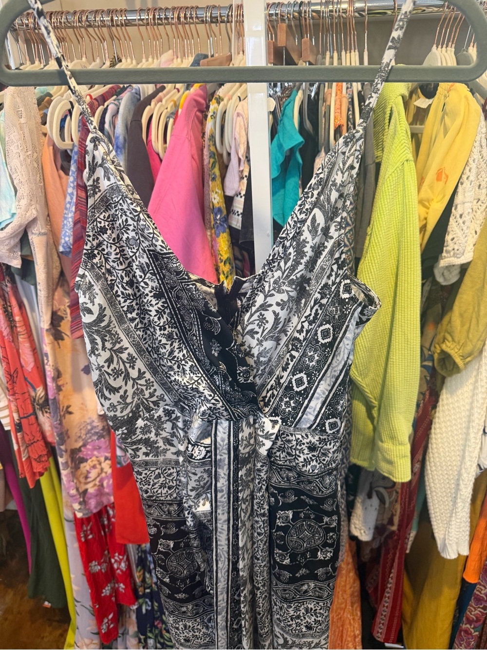 NWT Zara Patterned Spaghetti-Strap Midi Dress - Picture 6 of 9